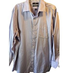 Hart Schaffner Marx Men’s 17.5 34 Purple striped LS button down cotton shirt